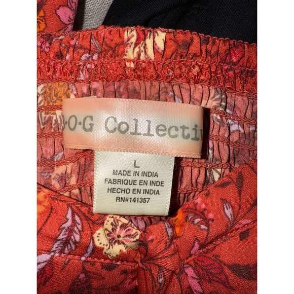 BOG Collective Size L Prairie Maxi Dress Orange Rust Floral Utah Mom Boho Modest - Picture 12 of 12